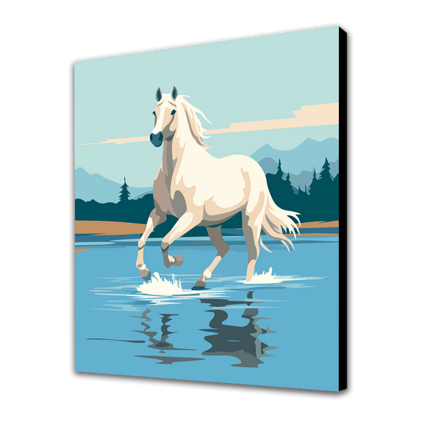 White horse on the river