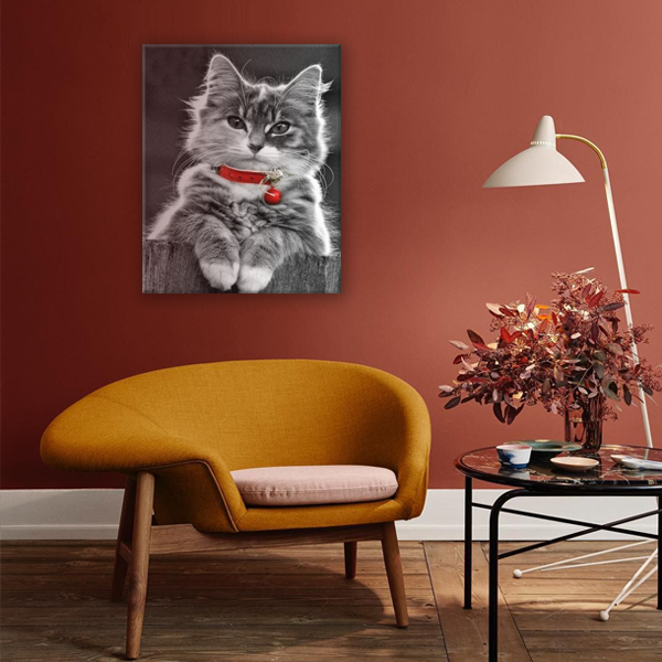 Diamond Painting Cat with a red collar