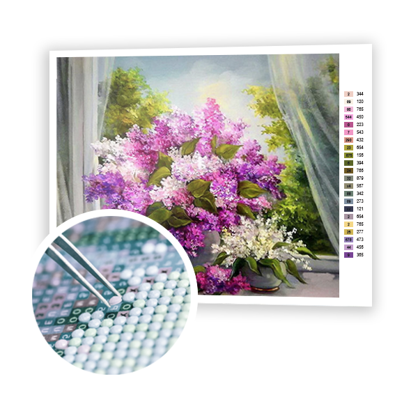 Diamond Painting Flowers on the windowsill