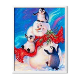 Penguins And Snowman Diamond Painting - 1