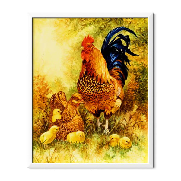 Rooster And Chickens Diamond Painting - 1