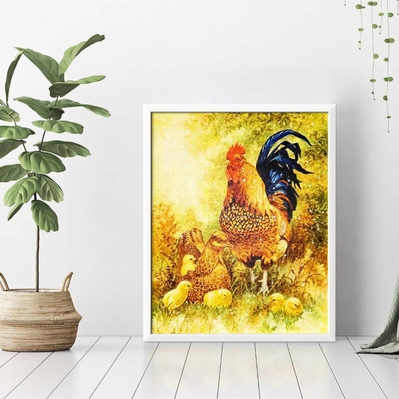 Rooster And Chickens Diamond Painting - 3