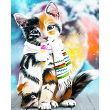 Diamond Painting Kitten with a scarf