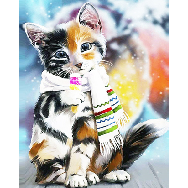 Diamond Painting Kitten with a scarf