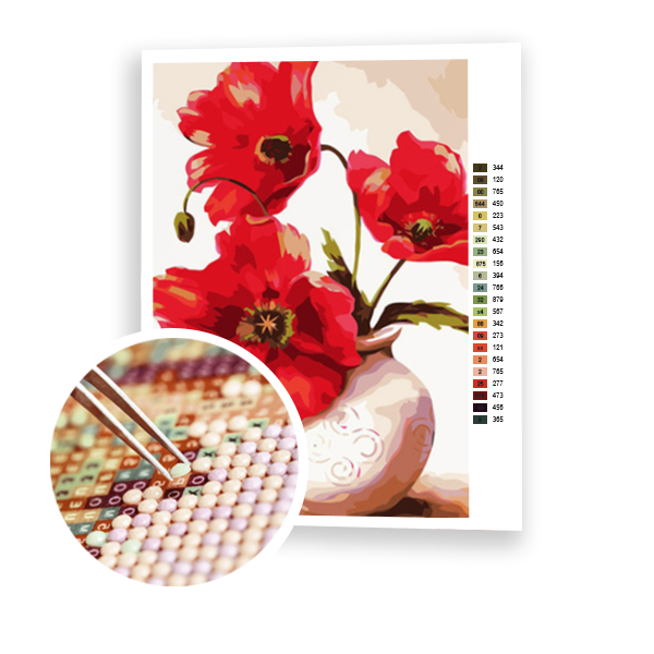 Diamond Painting Poppies in a vase