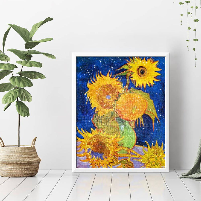 Sunflowers On Blue Diamond Painting - 3