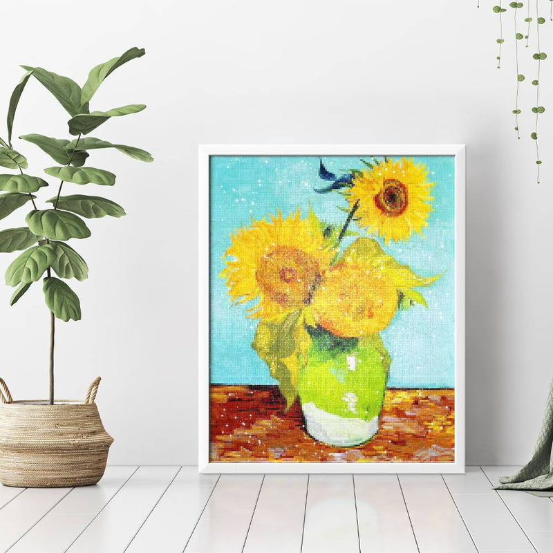 Vase With Three Sunflowers Diamond Painting - 3