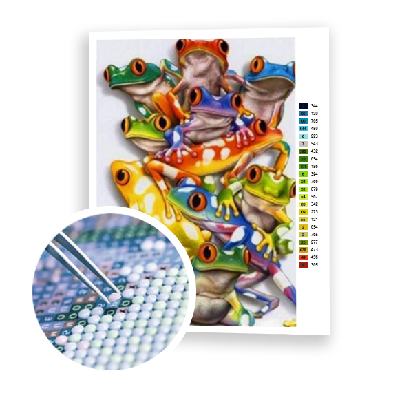 Diamond Painting Colored Frogs