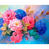 Diamond Painting  Pink and blue flowers