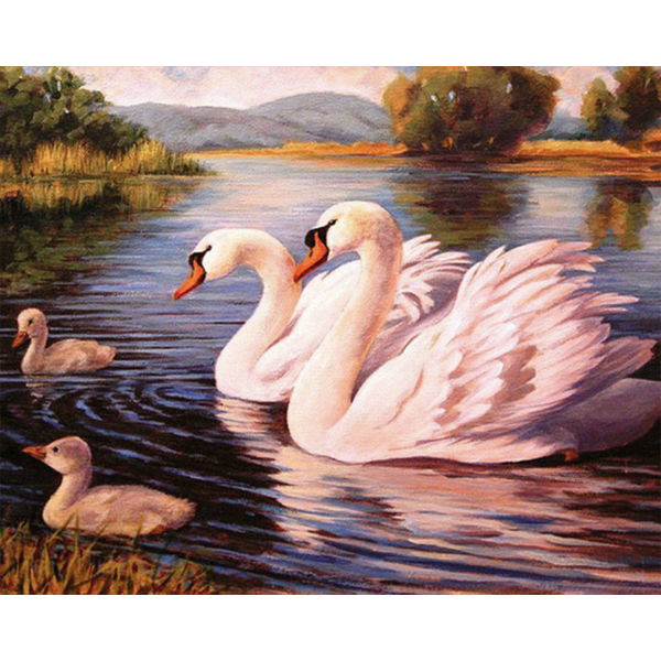 Diamond Painting Swan family