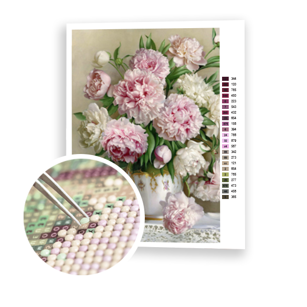 Diamond Painting Pink and white bouquet