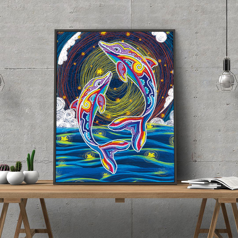 Diamond Painting Glowing dolphins