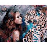 Girl and leopard