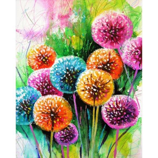 Colorful dandelions