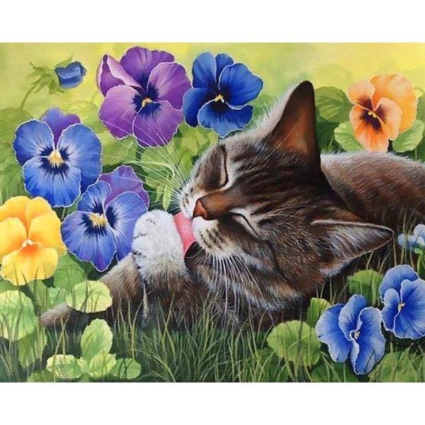 Cat in flowers