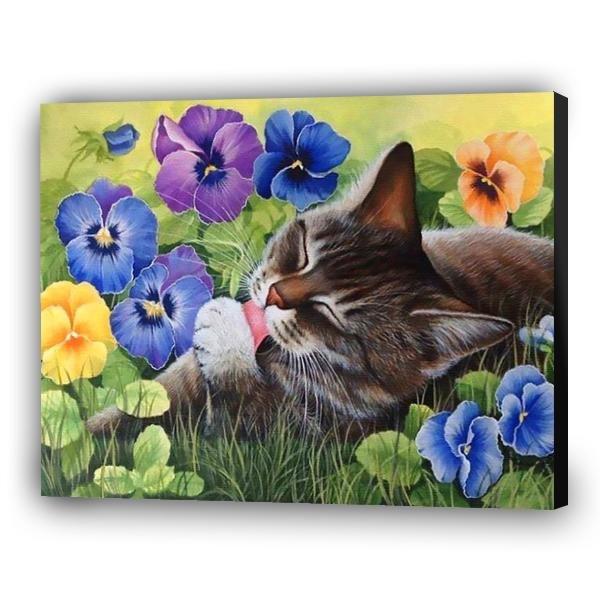 Cat in flowers