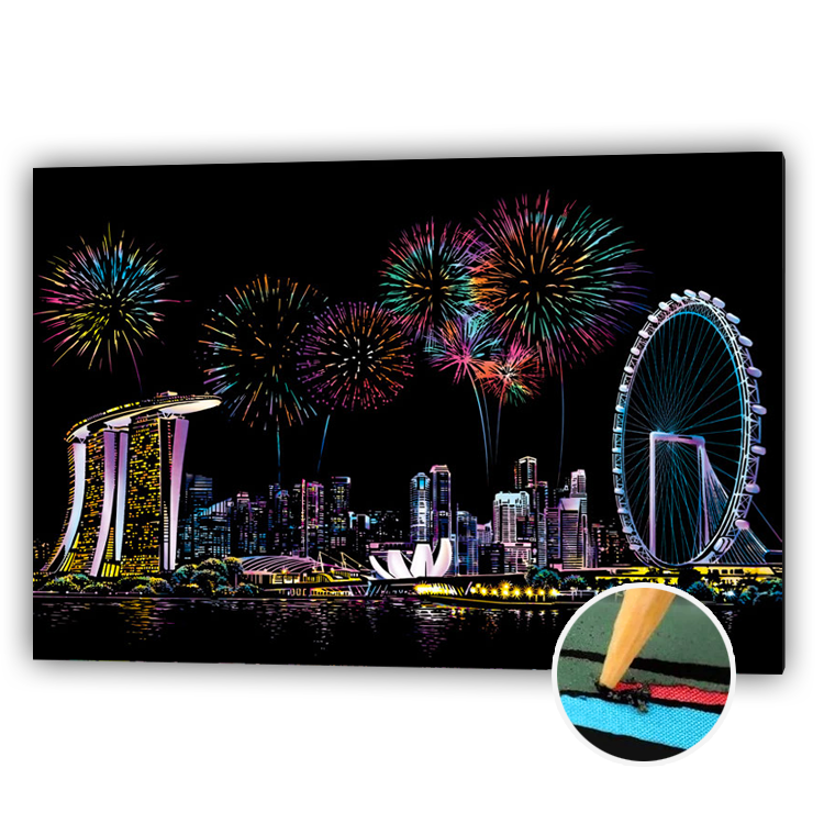 Singapore Scratch Painting Kit | Just Paint by Numbers UK